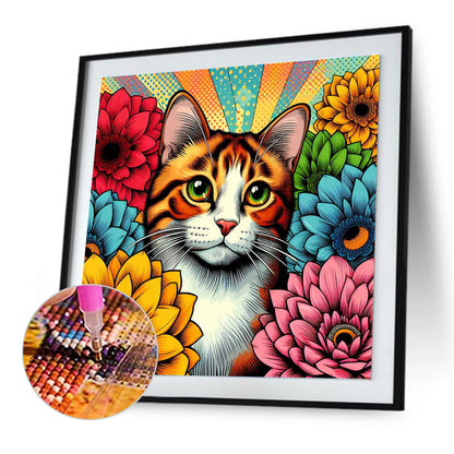 Orange And White Cat - Full Round Drill Diamond Painting 40*40CM