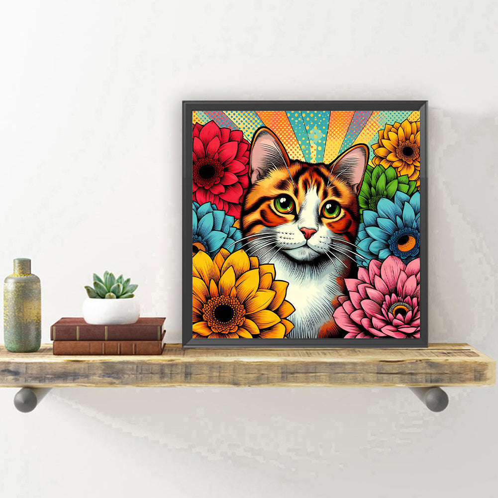 Orange And White Cat - Full Round Drill Diamond Painting 40*40CM