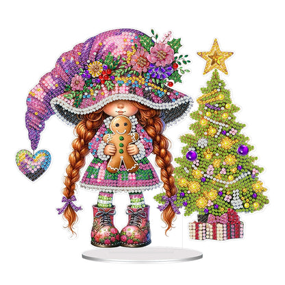 Acrylic Special Shape Gnome Girl DIY Diamond Painting Desktop Ornaments