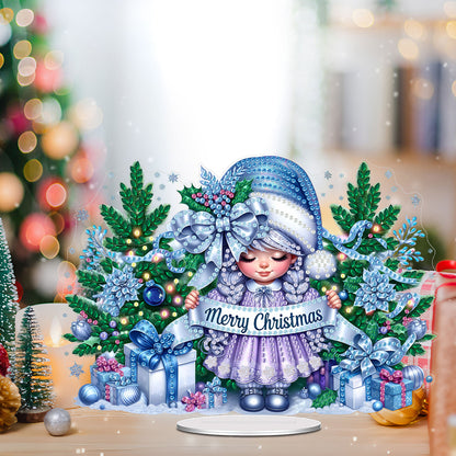 Acrylic Special Shape Merry Christmas Girl DIY Diamond Painting Desktop Ornament