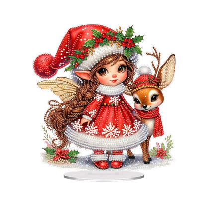 Acrylic Special Shape Elk Elf Girl DIY Diamond Painting Desktop Ornaments