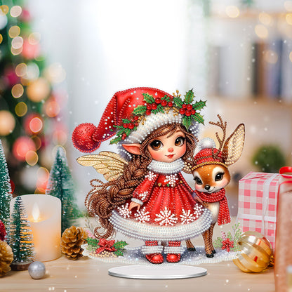 Acrylic Special Shape Elk Elf Girl DIY Diamond Painting Desktop Ornaments