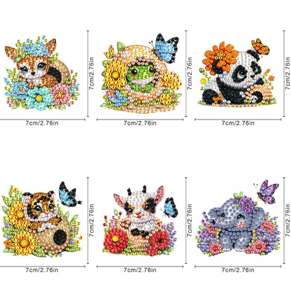 6Pcs Acrylic Animals And Flowers Diamond Art Fridge Magnet for Car Mailbox Decor