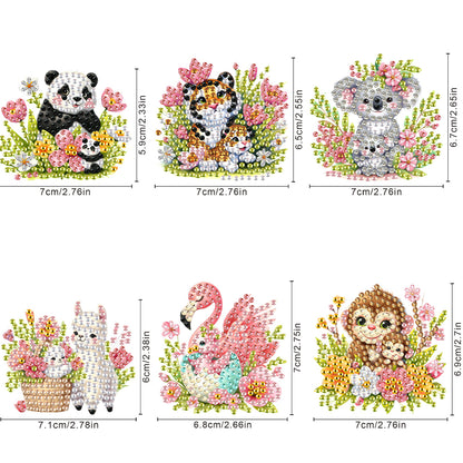 6Pcs Acrylic Animals And Flowers Diamond Art Fridge Magnet for Car Mailbox Decor