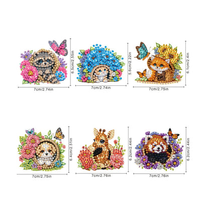 6Pcs Acrylic Animals And Flowers Diamond Art Fridge Magnet for Car Mailbox Decor