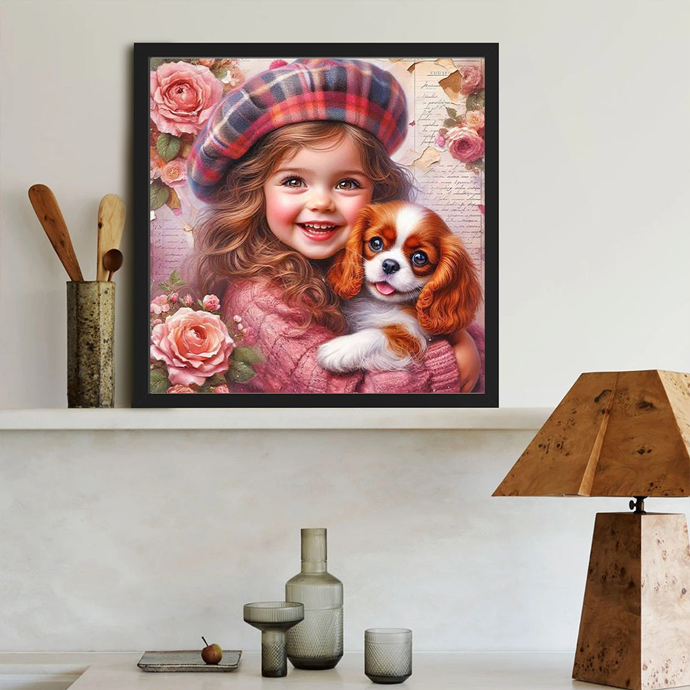 Cute Girl With Big Eyes - Full Round Drill Diamond Painting 40*40CM