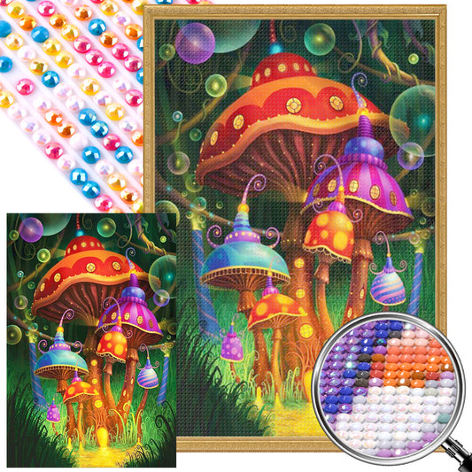 Colorful Mushroom House - Full AB Round Drill Diamond Painting 40*60CM