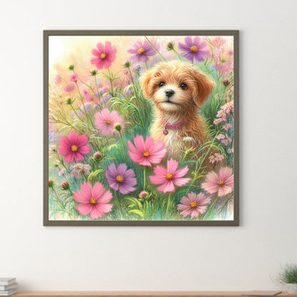 Daisy Field Dog - Full Round Drill Diamond Painting 30*30CM