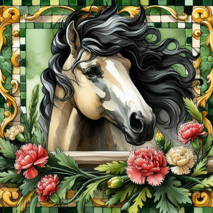 Carnation Horse - Full Round Drill Diamond Painting 30*30CM