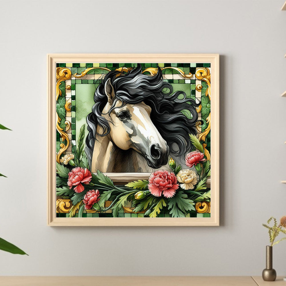 Carnation Horse - Full Round Drill Diamond Painting 30*30CM