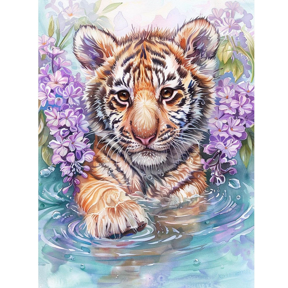 Tiger Cub - Full Round Drill Diamond Painting 30*40CM