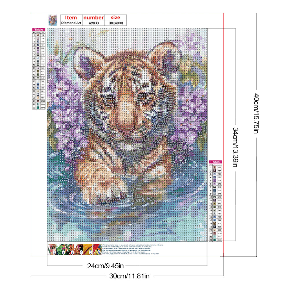 Tiger Cub - Full Round Drill Diamond Painting 30*40CM