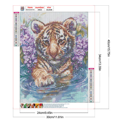 Tiger Cub - Full Round Drill Diamond Painting 30*40CM