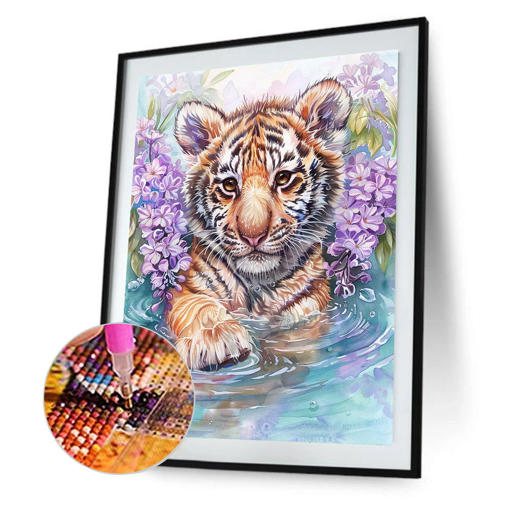 Tiger Cub - Full Round Drill Diamond Painting 30*40CM