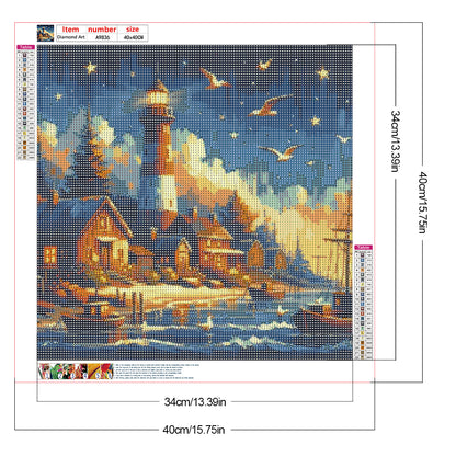 Seagull Lighthouse - Full Round Drill Diamond Painting 40*40CM