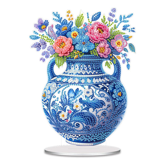 Acrylic Blue And White Porcelain Vase Diamond Painting Desktop Ornaments