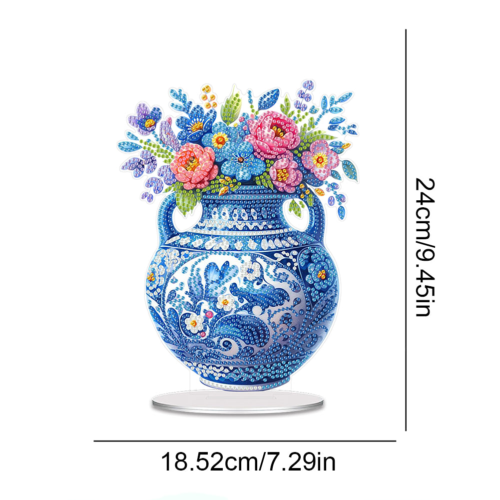 Acrylic Blue And White Porcelain Vase Diamond Painting Desktop Ornaments