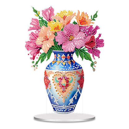 Acrylic Flower Vase Diamond Painting Desktop Ornaments for Home Office Decor