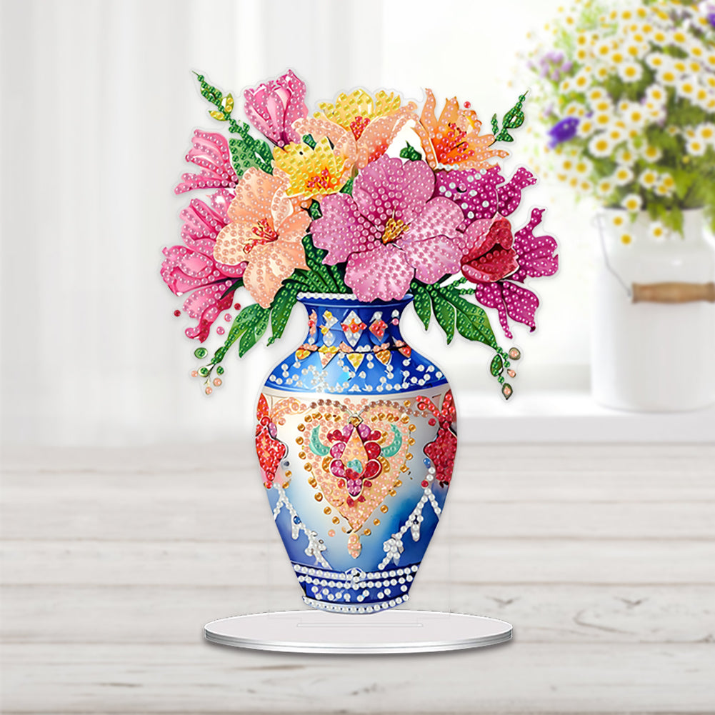 Acrylic Flower Vase Diamond Painting Desktop Ornaments for Home Office Decor