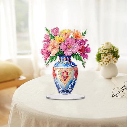 Acrylic Flower Vase Diamond Painting Desktop Ornaments for Home Office Decor