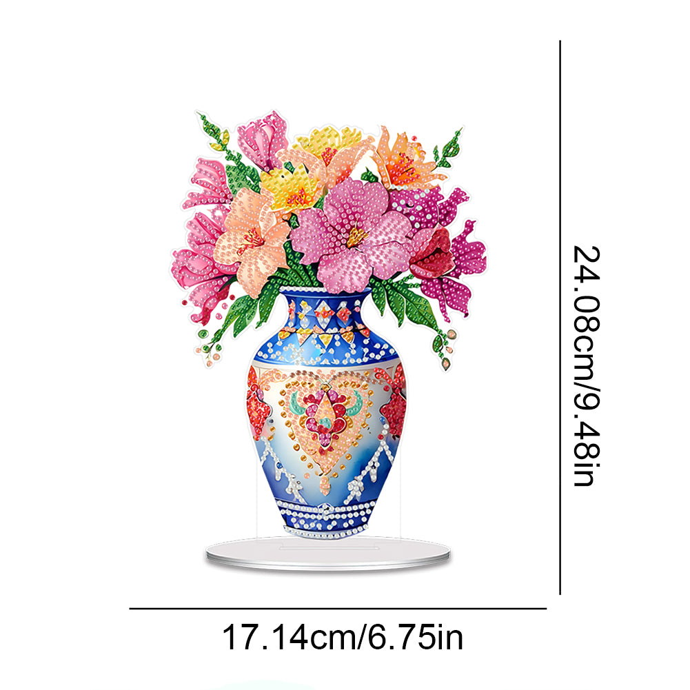 Acrylic Flower Vase Diamond Painting Desktop Ornaments for Home Office Decor