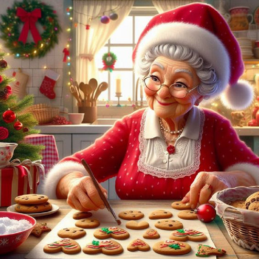 Grandma Making Cookies - Full Round Drill Diamond Painting 30*30CM