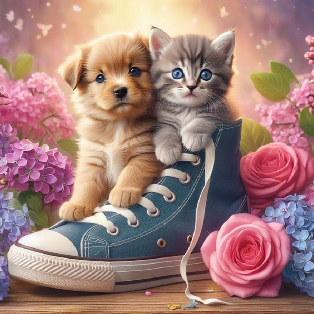 Canvas Shoes For Cats And Dogs - Full Round Drill Diamond Painting 40*40CM