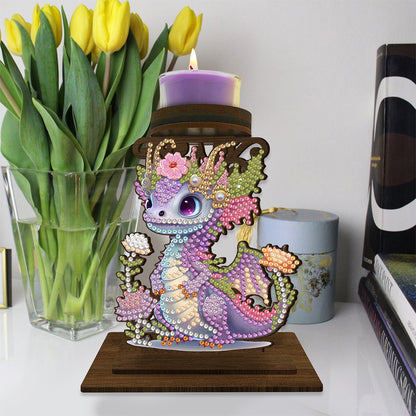 Dinosaur Diamond Painting Desktop Candle Holder Gifts for Family Friends