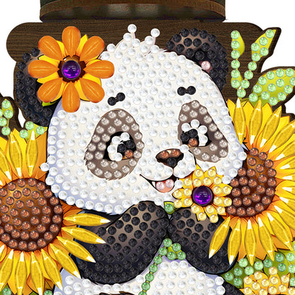 Sunflower Panda Diamond Painting Desktop Candle Holder Gifts for Family Friends