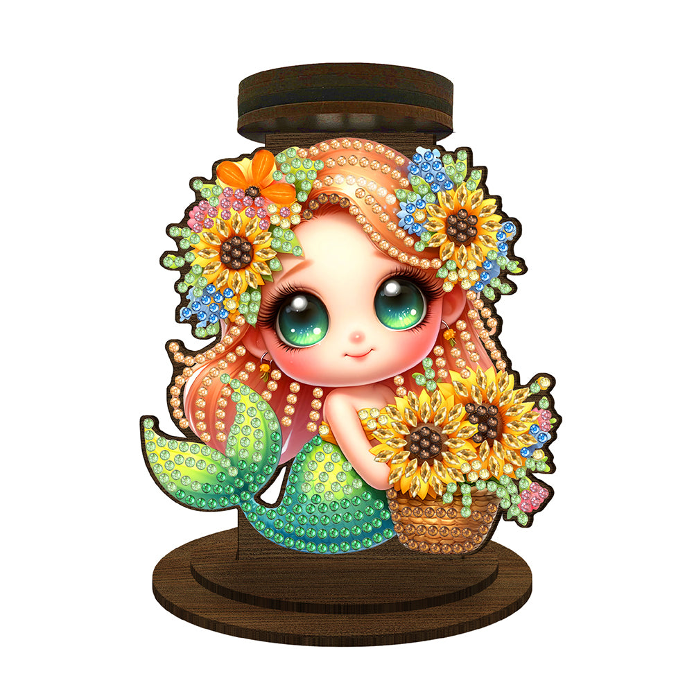 Sunflower Mermaid Diamond Painting Desktop Candle Holder Gifts for Family Friend