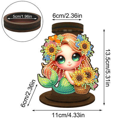 Sunflower Mermaid Diamond Painting Desktop Candle Holder Gifts for Family Friend