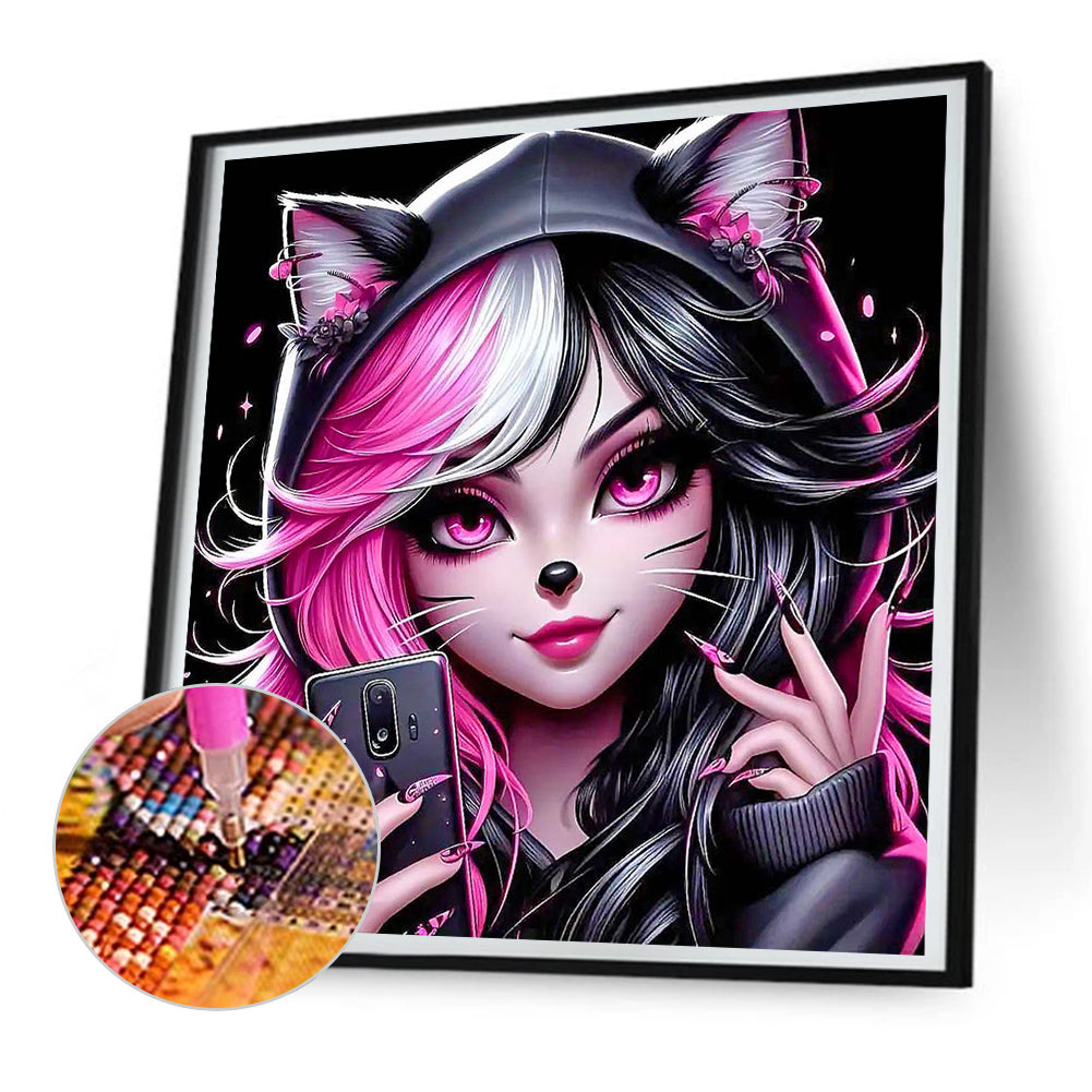 Cool Cartoon Girl - Full Round Drill Diamond Painting 30*30CM