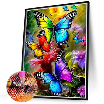 Butterfly And Flower - Full Round Drill Diamond Painting 40*50CM