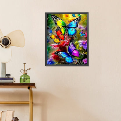 Butterfly And Flower - Full Round Drill Diamond Painting 40*50CM