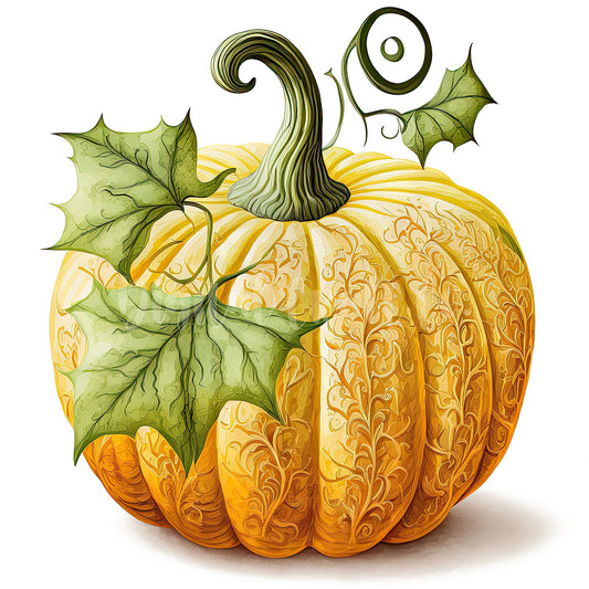 Green Leaf Pumpkin - Full Round Drill Diamond Painting 40*40CM