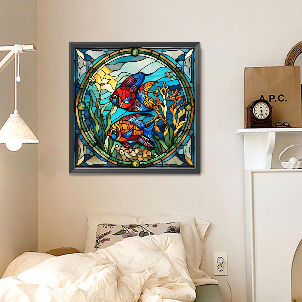 Glass Painting Pisces - Full Round Drill Diamond Painting 30*30CM