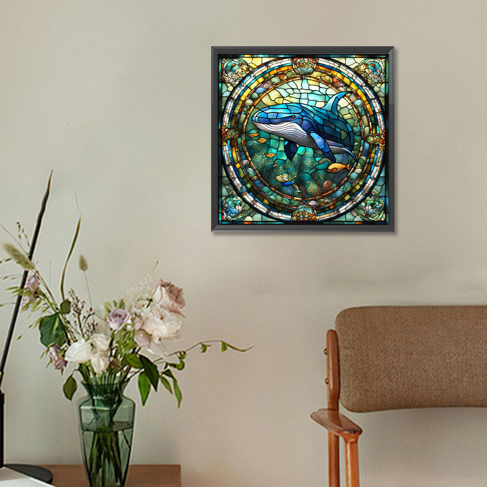 Glass Painting Whale - Full Round Drill Diamond Painting 30*30CM