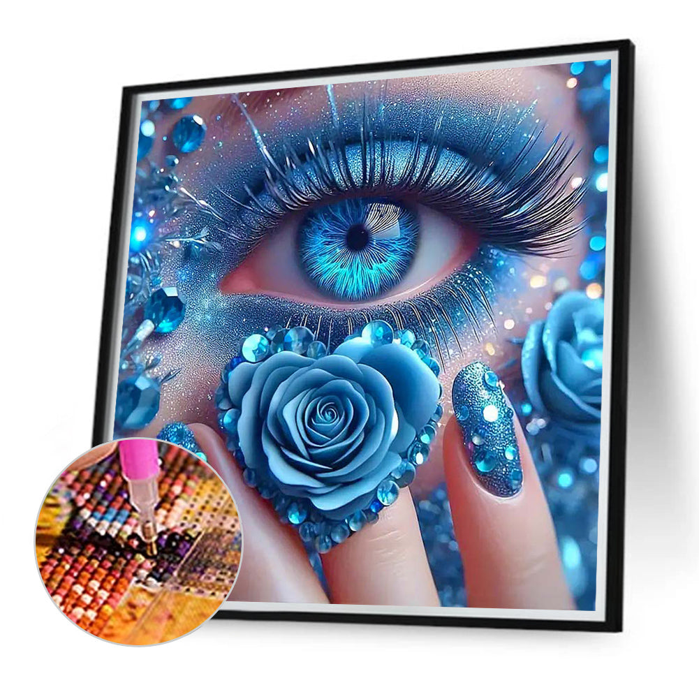 Blue Rose Eyes - Full Round Drill Diamond Painting 40*40CM