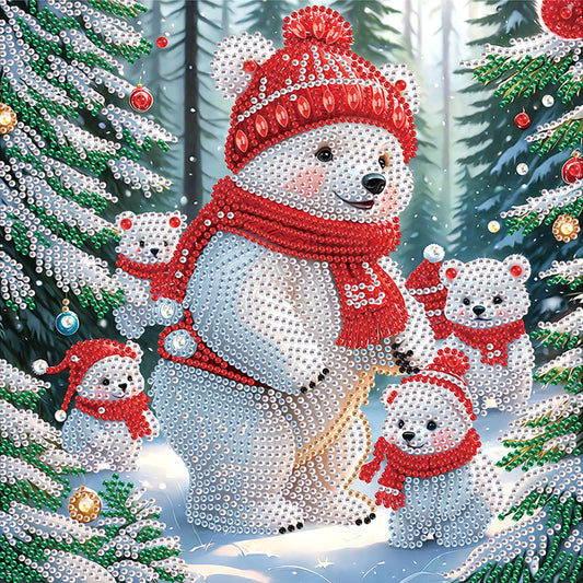 Winter Snow Scene Polar Bear - Partial Special-Shaped Drill Diamond Painting 30*30CM