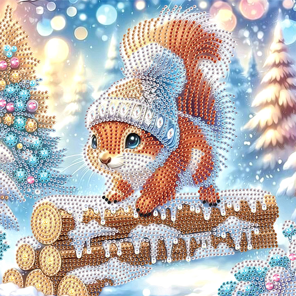 Winter Snow Squirrel - Partial Special-Shaped Drill Diamond Painting 30*30CM