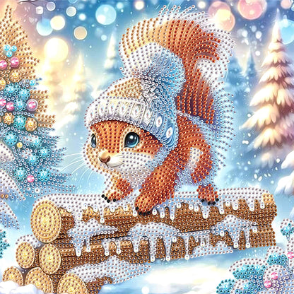 Winter Snow Squirrel - Partial Special-Shaped Drill Diamond Painting 30*30CM