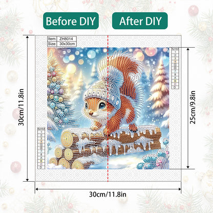 Winter Snow Squirrel - Partial Special-Shaped Drill Diamond Painting 30*30CM