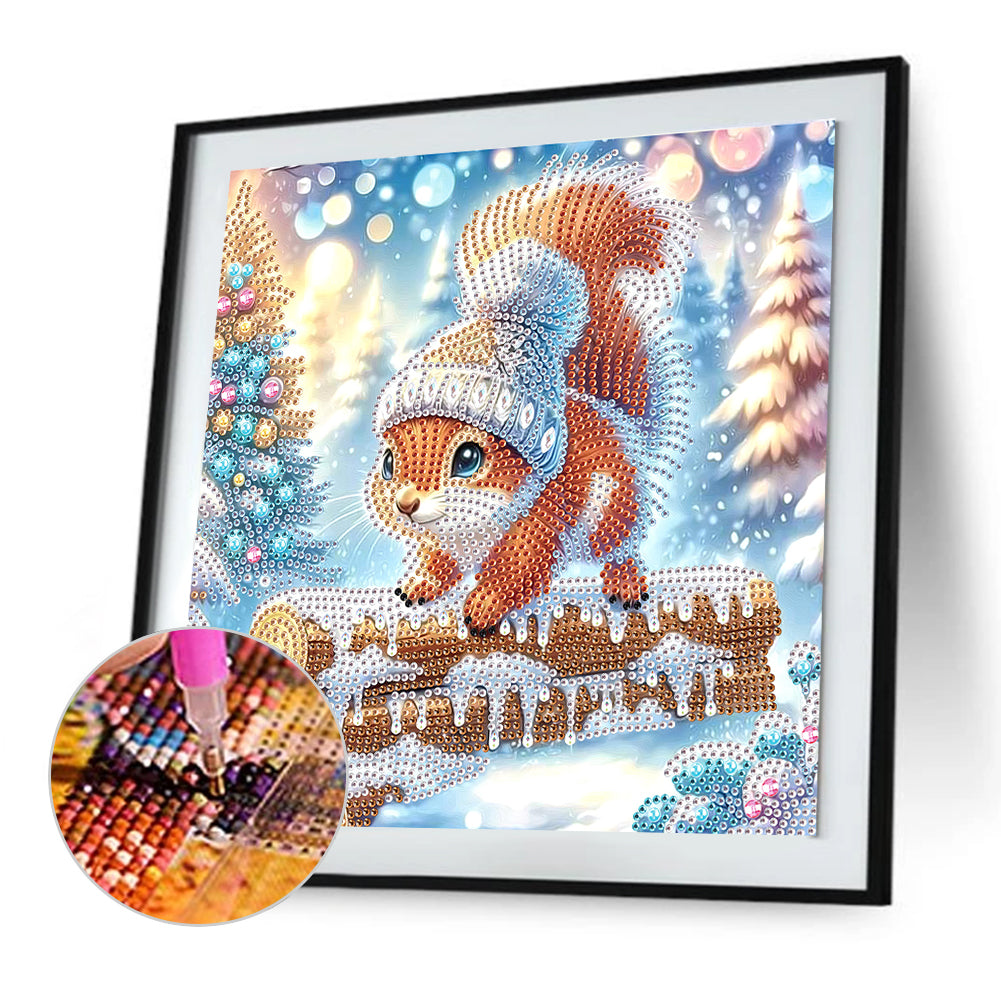 Winter Snow Squirrel - Partial Special-Shaped Drill Diamond Painting 30*30CM