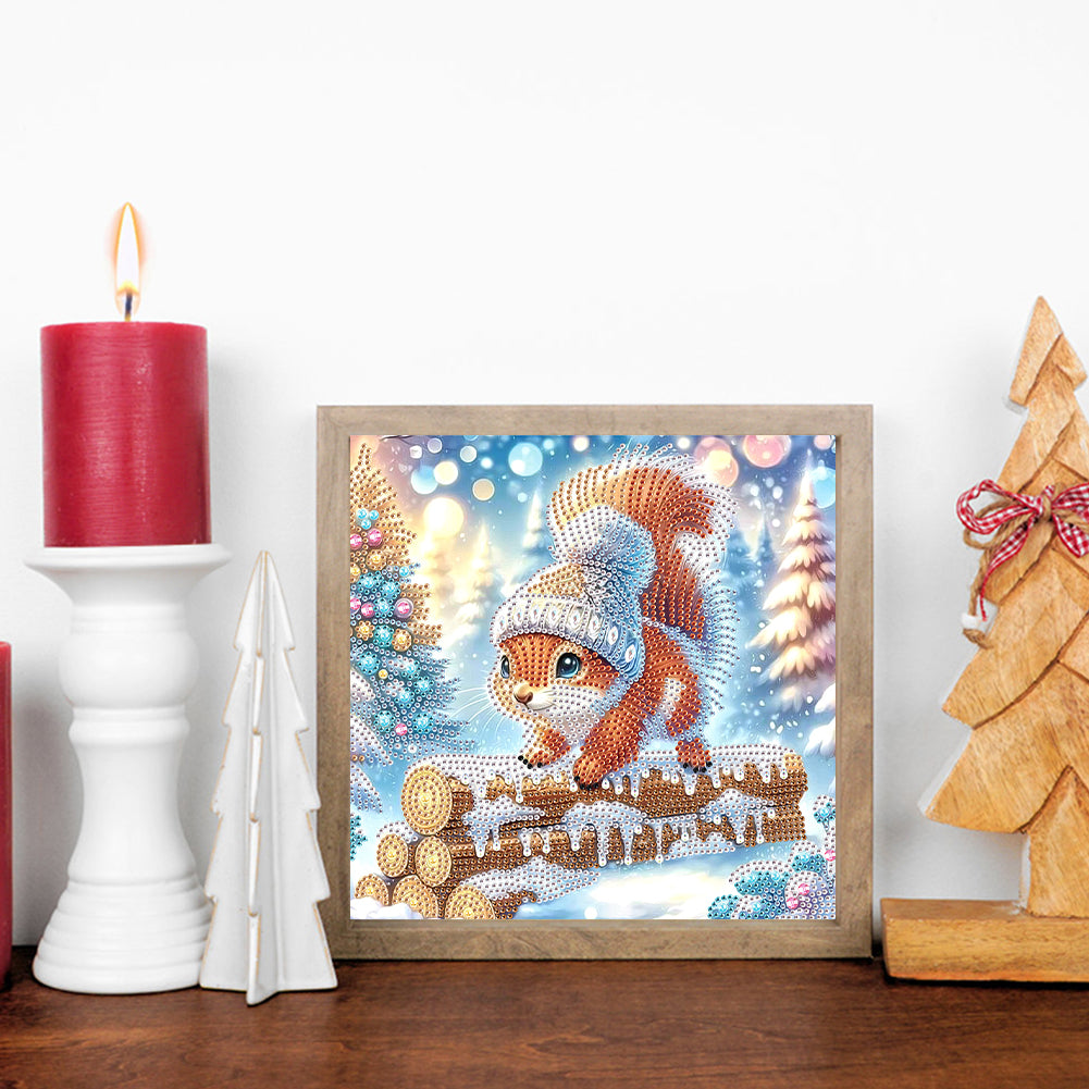 Winter Snow Squirrel - Partial Special-Shaped Drill Diamond Painting 30*30CM