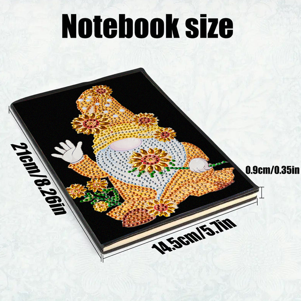 Special Shaped Sunflower Gnome Diamond Painting Journal Notebook for Adults