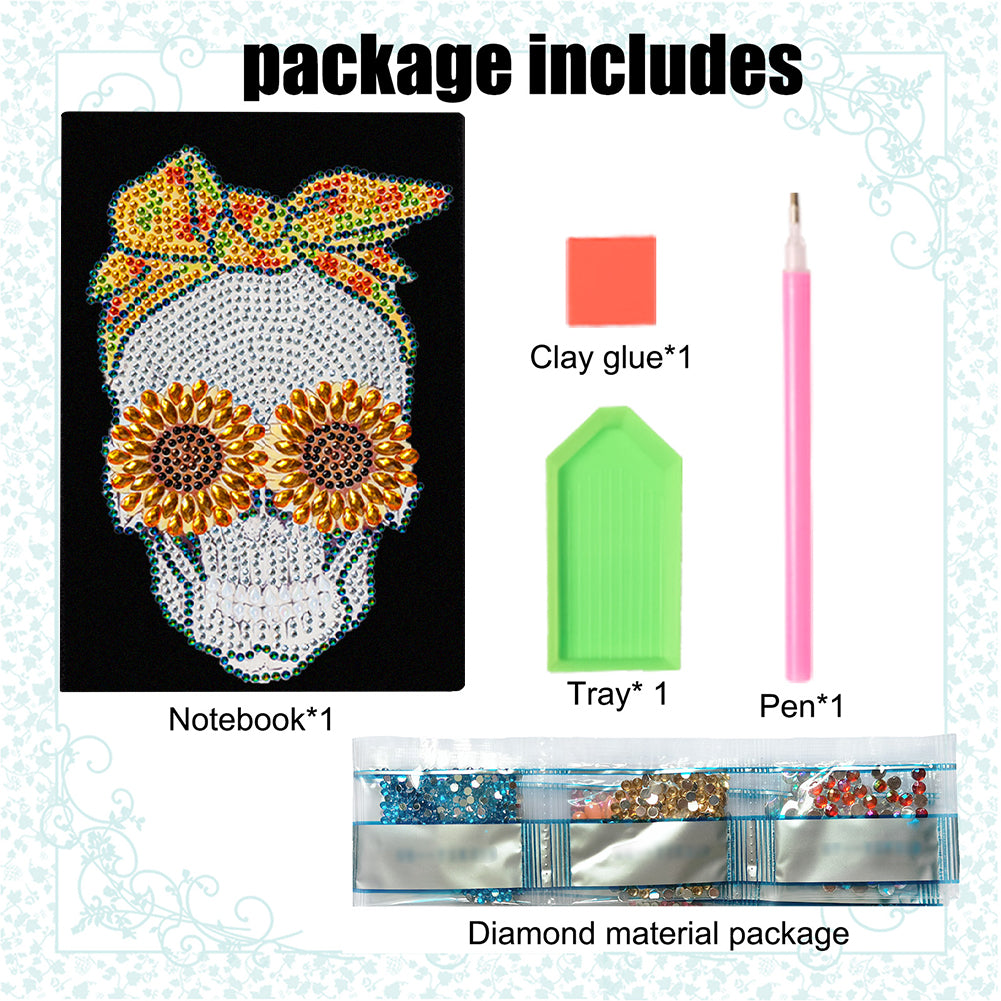 Special Shaped Skull Diamond Painting Journal Notebook for Students Adults