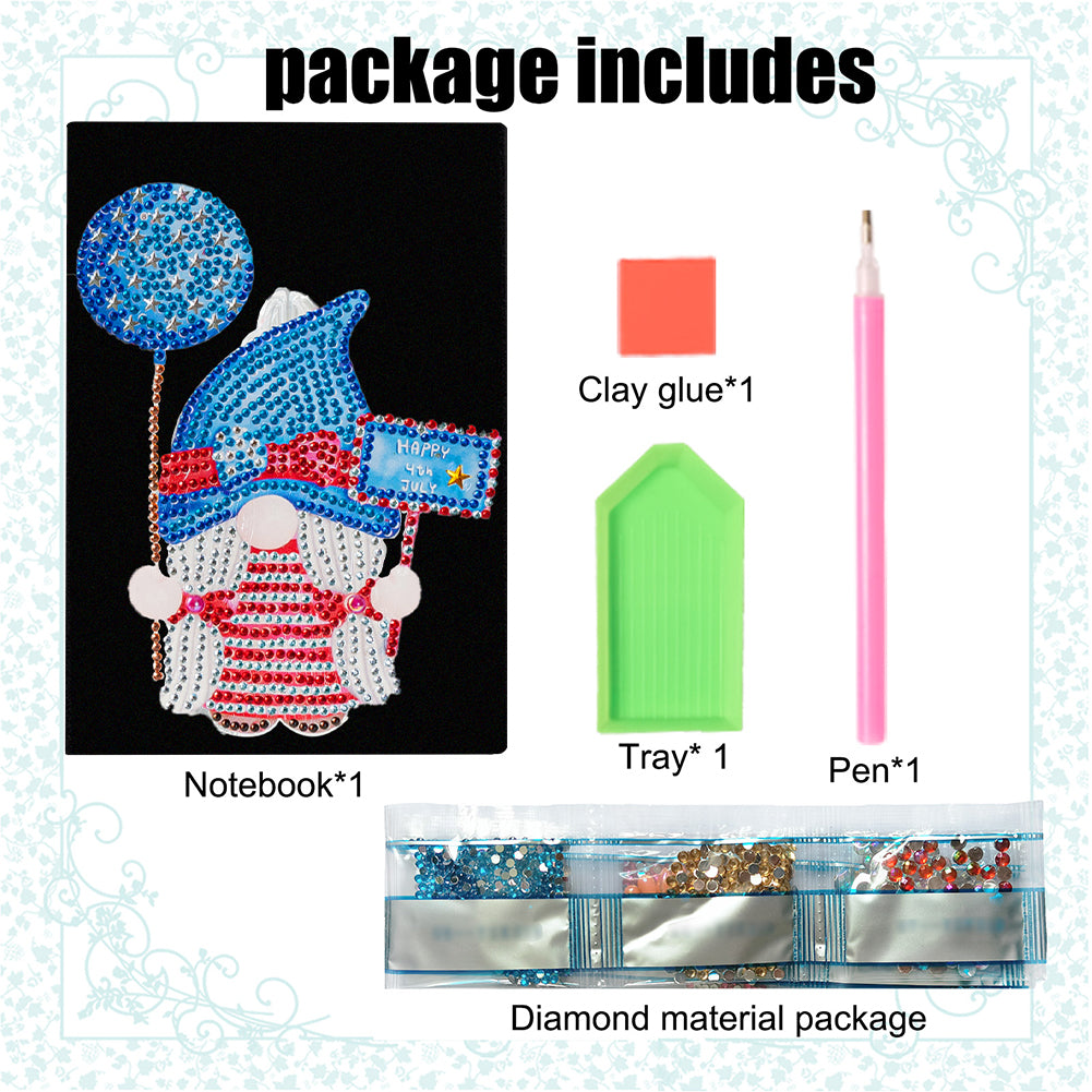 Special Shaped Gnome Diamond Painting Journal Notebook for Students Adults