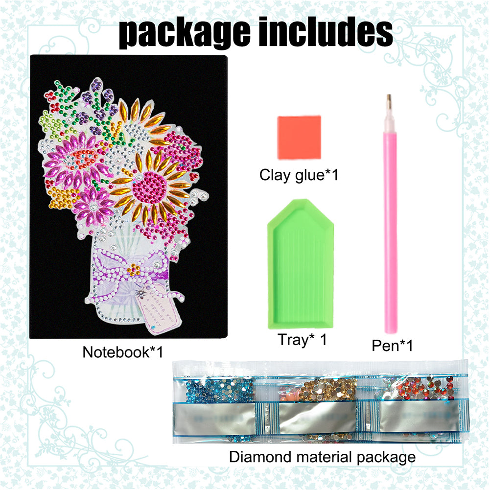 Special Shaped Flower Diamond Painting Journal Notebook for Students Adults