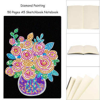 Special Shaped Flower Diamond Painting Journal Notebook for Students Adults