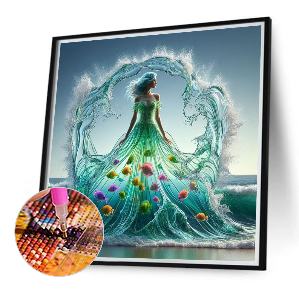 Fish Water Skirt - Full Round Drill Diamond Painting 40*40CM